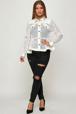 MESH FAUX LEATHER PEPLUM JACKET - PRIVILEGE 