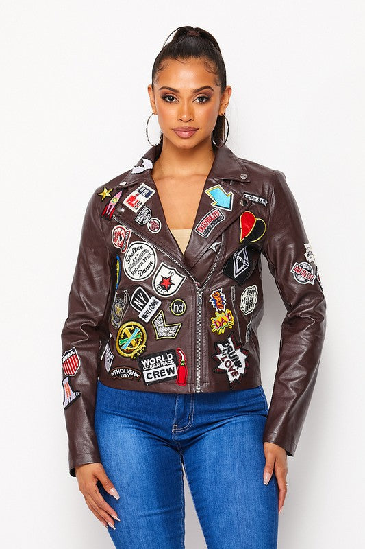 Faux Leather Moto Jacket - PRIVILEGE 