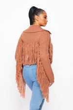 SHAGGY FRINGE SWEATER TOP/JACKET - PRIVILEGE 