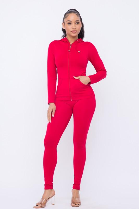 Seamless Zip Up Hoodie Jacket And Leggings Set - PRIVILEGE 