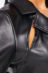 Faux Leather Cropped Jacket - PRIVILEGE 