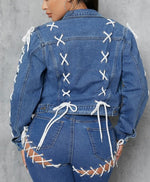 LACE UP DENIM JACKETS - PRIVILEGE 