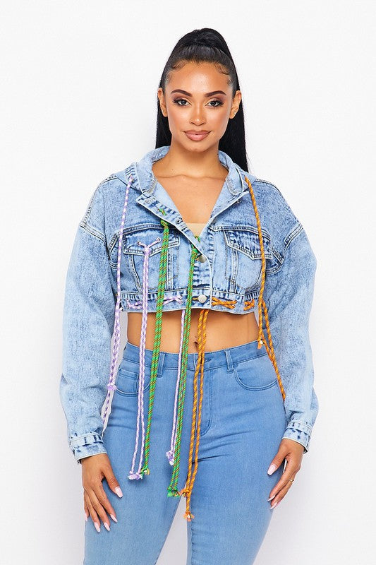 Lexie Cropped Denim Jacket - PRIVILEGE 