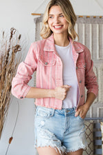 Washed Denim Jacket with Rhinestone - PRIVILEGE 