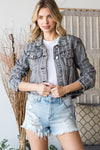 Washed Denim Jacket with Rhinestone - PRIVILEGE 