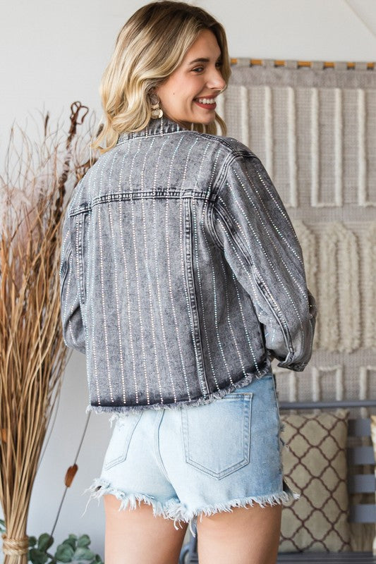 Rhinestone fringe denim jacket – PRIVILEGE