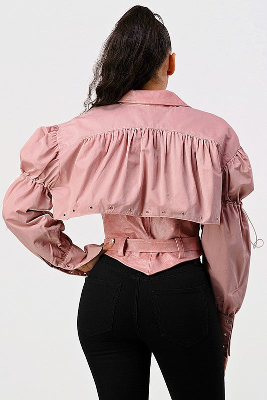 DUSTY PINK DETACHABLE TWO PCS JACKET - PRIVILEGE 