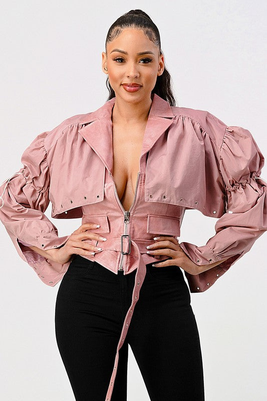 DUSTY PINK DETACHABLE TWO PCS JACKET - PRIVILEGE 