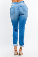 HIGH WAIST BOYFRIEND ROLL UP JEANS - PRIVILEGE 