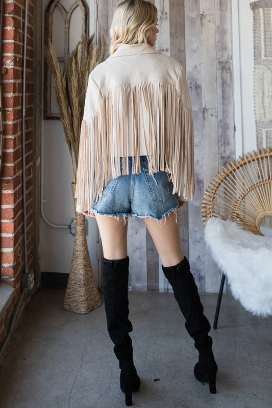 Fringed Suede Moto Jacket - PRIVILEGE 