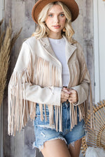 Fringed Suede Moto Jacket - PRIVILEGE 