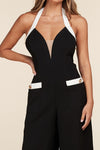 HALTER BLACK AND WHITE JUMPSUIT - PRIVILEGE 