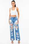 HIGH WAIST CUT OUT WIDE JEANS - PRIVILEGE 