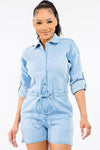 DENIM BUTTTON FRONT ROMPER - PRIVILEGE 