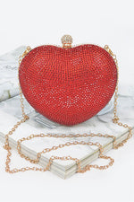 Heart Shape Rhinestone Clutch - PRIVILEGE 