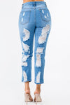 HIGH WAIST DISTRESSED BOYFRIEND JEANS - PRIVILEGE 