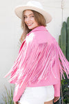 Faux Leather Moto Fringe Jacket - PRIVILEGE 