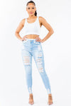 HIGH WAIST DISTRESSED SKINNY JEANS - PRIVILEGE 