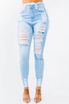 HIGH WAIST DISTRESSED SKINNY JEANS - PRIVILEGE 