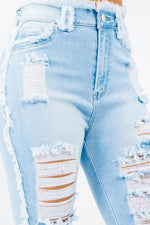 HIGH WAIST DISTRESSED SKINNY JEANS - PRIVILEGE 