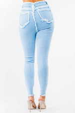 HIGH WAIST DISTRESSED SKINNY JEANS - PRIVILEGE 