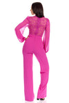 Mock neck w/ front crotchet details jumpsuit - PRIVILEGE 