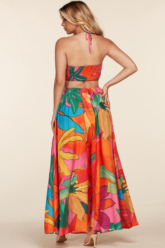 large tropical flower print Maxi dress - PRIVILEGE 