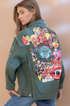 Distressed graffitti Patchwork Denim Jacket - PRIVILEGE 