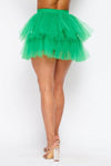 Tulle Mesh Tiered Mini Skirt - PRIVILEGE 