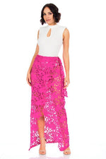 HIGH WAIST CROCHET WRAP OVER SKIRT - PRIVILEGE 