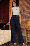 DENIM GOLD BUCKLE PANT - PRIVILEGE 