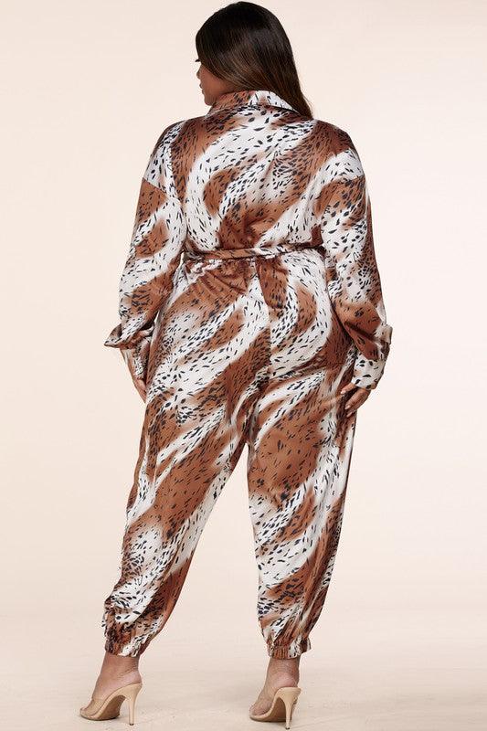 SILKY SMOOTH LEOPARD PRINT JUMPSUIT - PRIVILEGE 