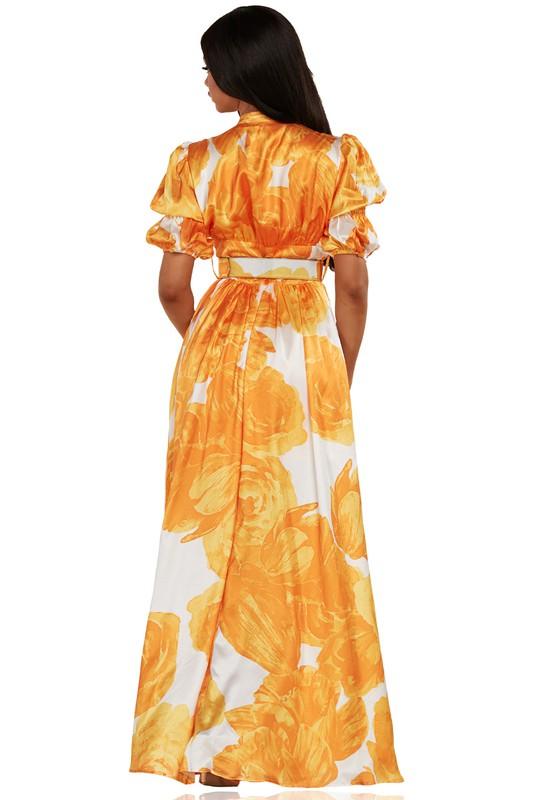 YELLOW PUFF SLEEVE MAXI DRESS - PRIVILEGE 