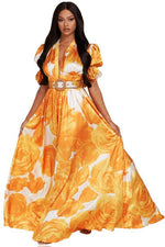 YELLOW PUFF SLEEVE MAXI DRESS - PRIVILEGE 