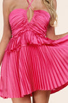 Pink halter neck mini dress - PRIVILEGE 