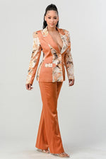 FLORAL PRINT 2PC PANT AND BLAZER SUIT - PRIVILEGE 