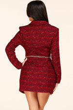 RED TWEED MINI BLAZER DRESS - PRIVILEGE 