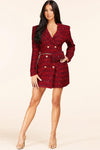 RED TWEED MINI BLAZER DRESS - PRIVILEGE 