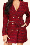 RED TWEED MINI BLAZER DRESS - PRIVILEGE 