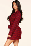 RED TWEED MINI BLAZER DRESS - PRIVILEGE 