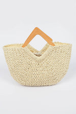 Weaved Square Handle Tote Bag - PRIVILEGE 