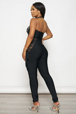 RHINESTONE HALTER NECK JUMPSUIT - PRIVILEGE 