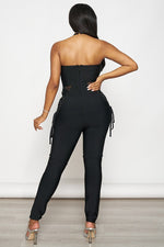 RHINESTONE HALTER NECK JUMPSUIT - PRIVILEGE 