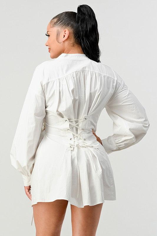 CORSET LACE BLOUSE DRESS - PRIVILEGE 