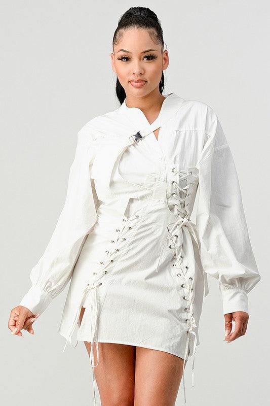 CORSET LACE BLOUSE DRESS - PRIVILEGE 