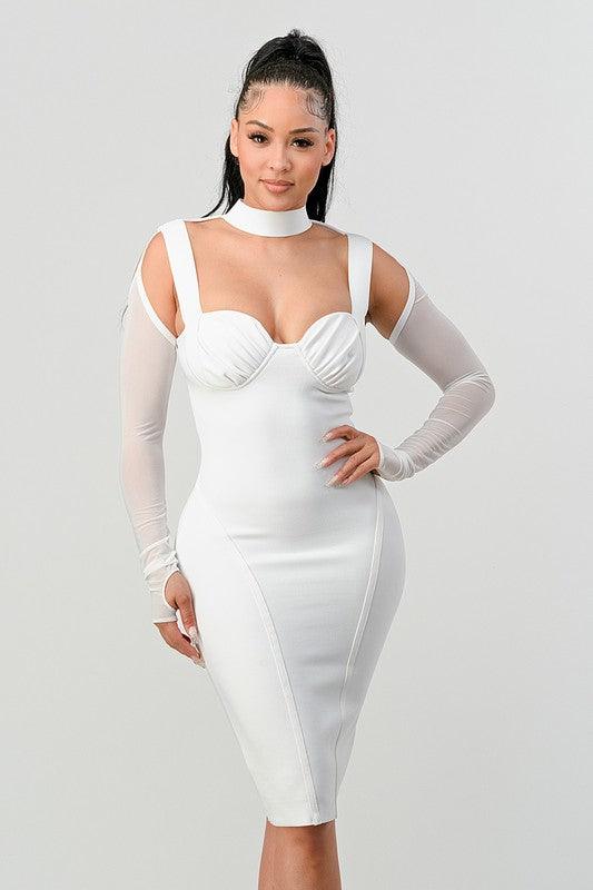 WHITE BANDAGE DRESS - PRIVILEGE 