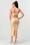 GOLD BANDAGE MIDI DRESS - PRIVILEGE 