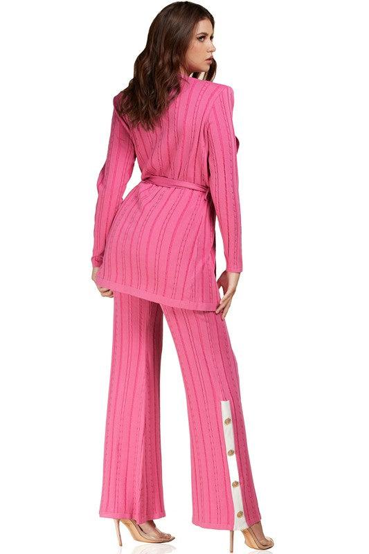 Pink cable knit two-piece set - PRIVILEGE 