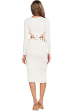 WHITE RIB KNIT DRESS - PRIVILEGE 