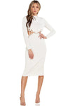 WHITE RIB KNIT DRESS - PRIVILEGE 